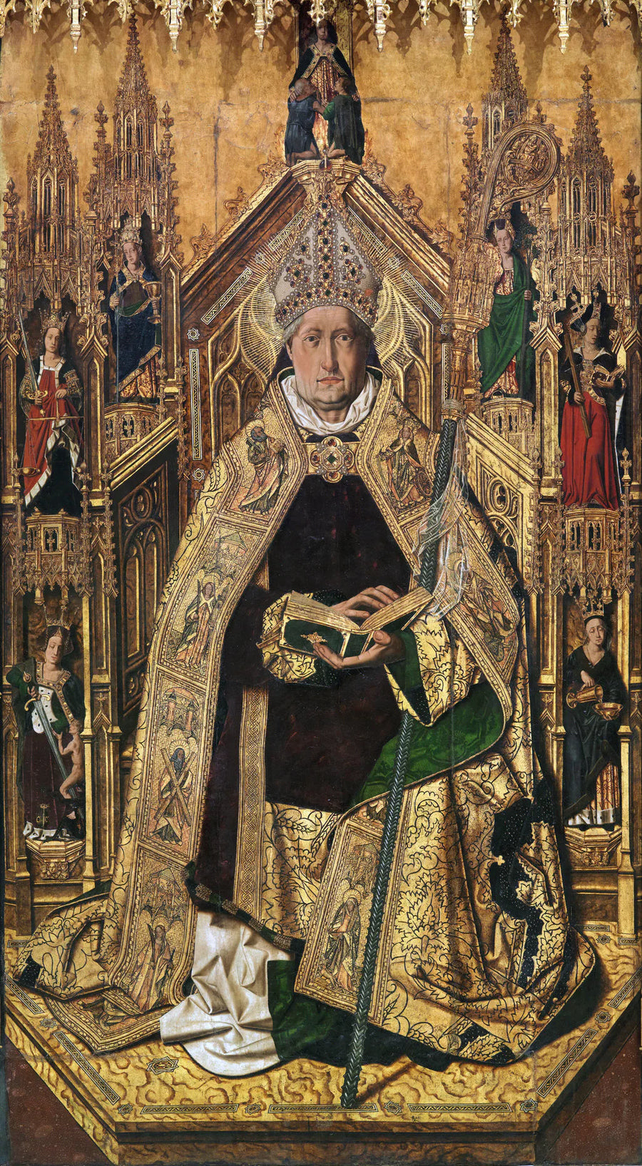 Santo Domingo de Silos entronizado como obispo, de Bartolomé Bermejo (Museo del Prado) - Bartolomé Bermejo