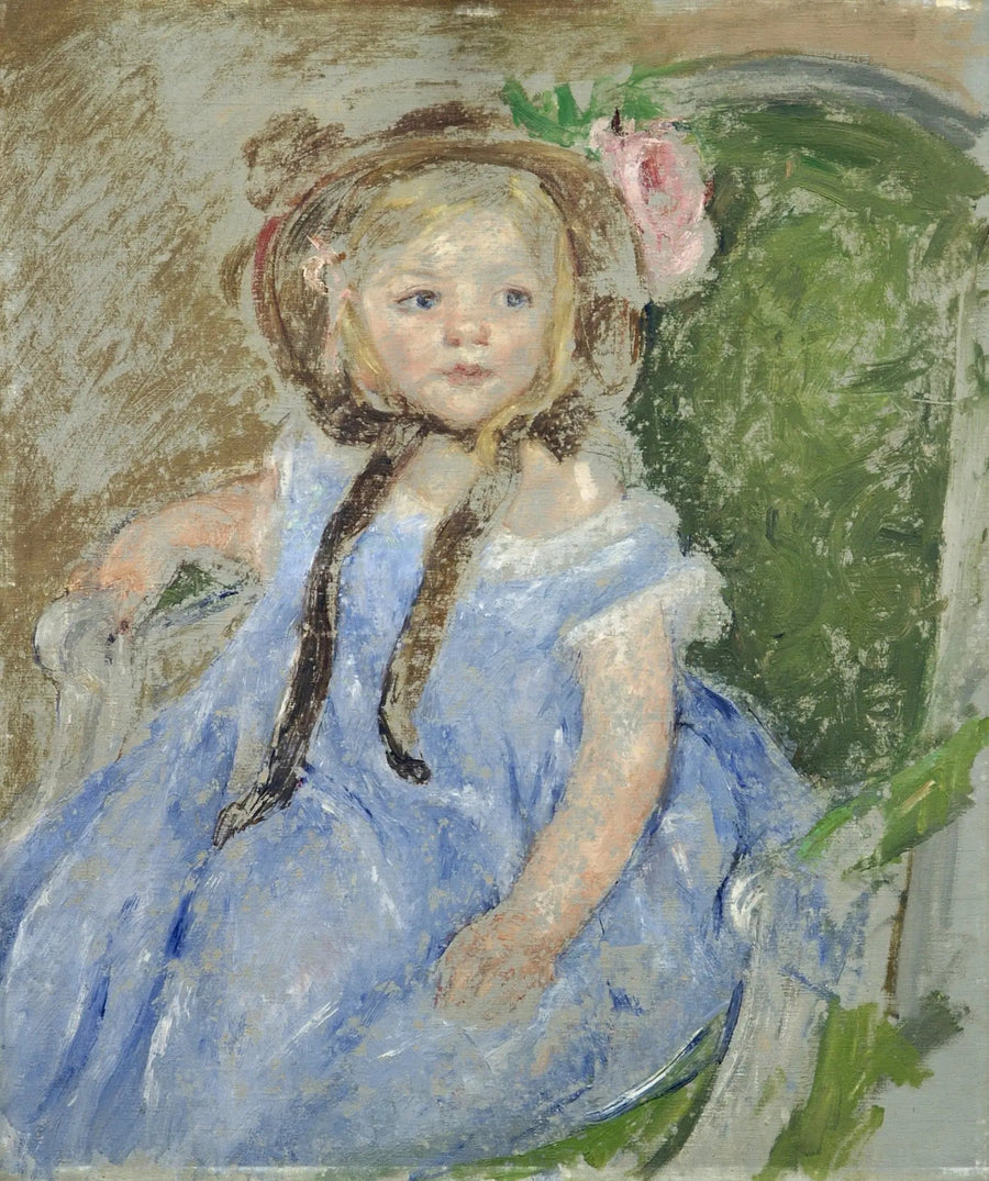 Sara con un sombrero oscuro con la mano derecha sobre el brazo de una silla - Mary Cassatt