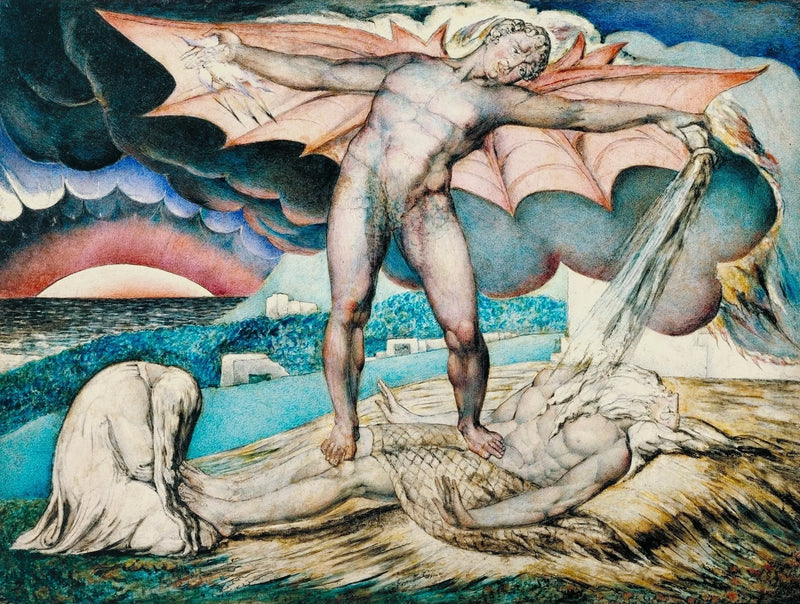 Satan castiga a Job con furúnculos dolorosos - William Blake
