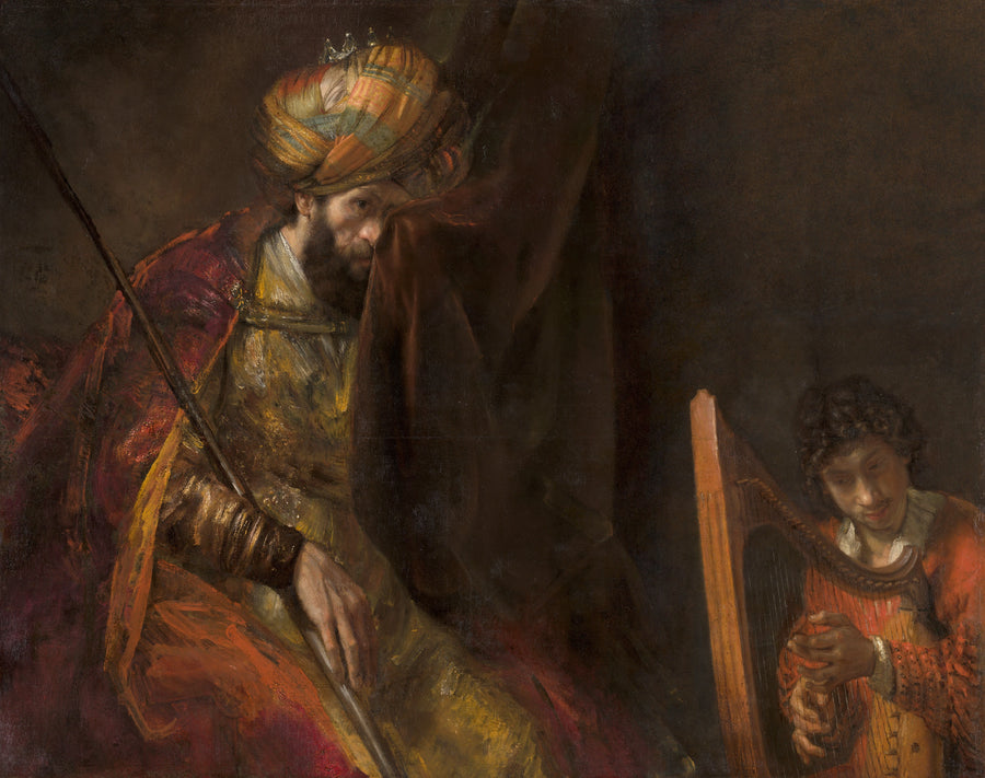 David tocando el arpa frente a Saúl - Rembrandt