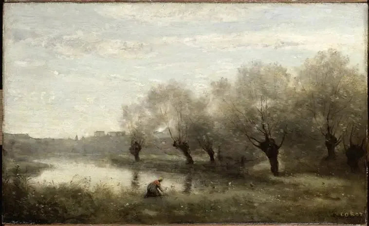 Saulaie en la punta de un marjal - Jean-Baptiste Camille Corot