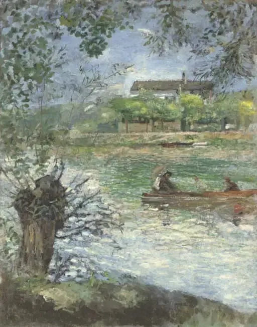 Sauces y personajes en una barca - Pierre-Auguste Renoir