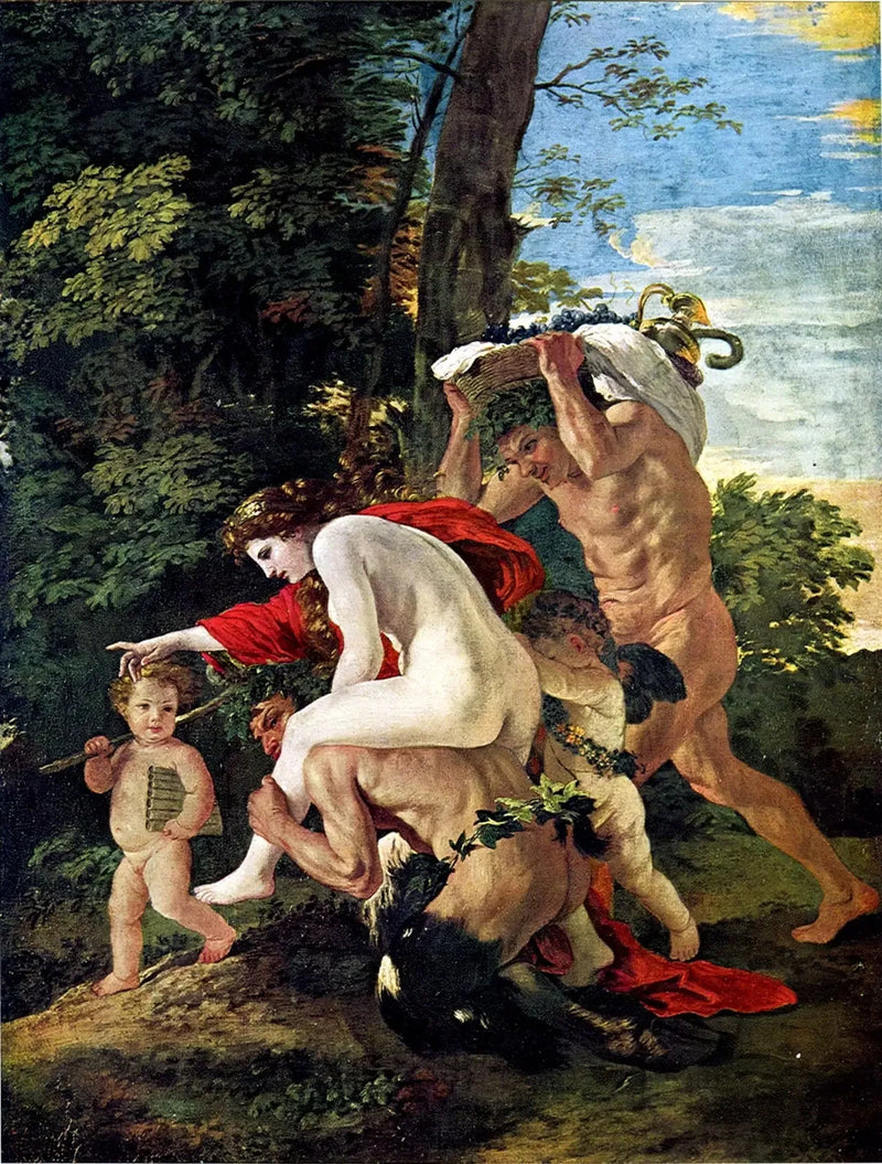Escena bacchica o Ninfa montando a un sátiro - Nicolas Poussin