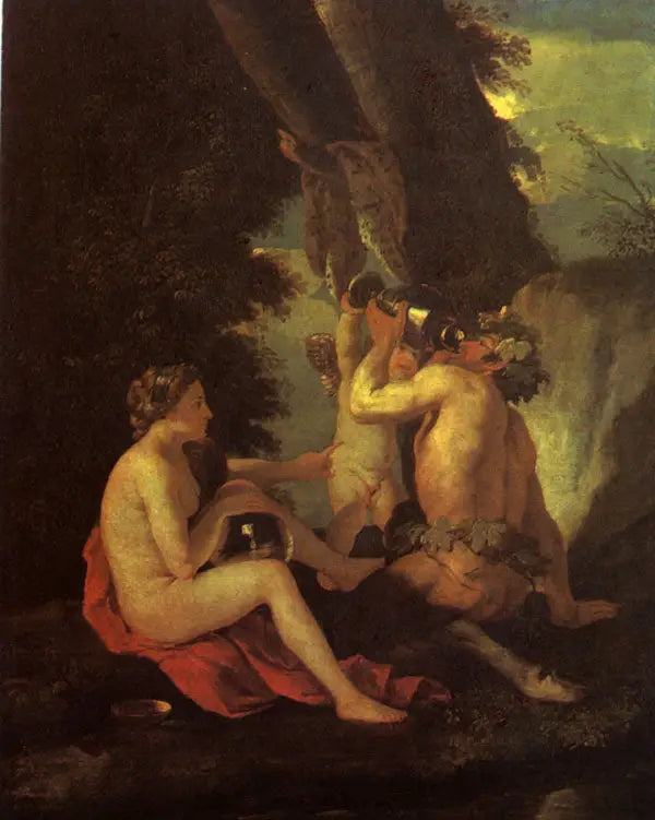 Escena de borrachera o Ninfa y sátiro bebiendo - Nicolas Poussin