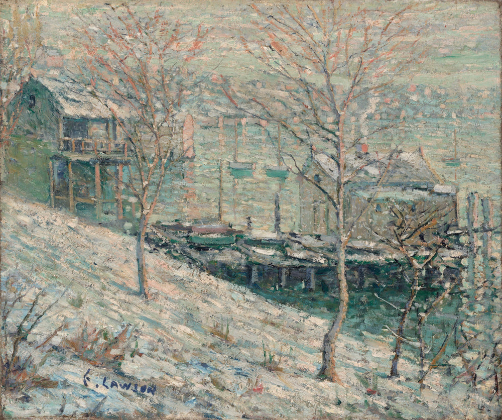 Scène d'hiver de la rivière Harlem - Ernest Lawson image 1 tableau peint à l’huile sur toile