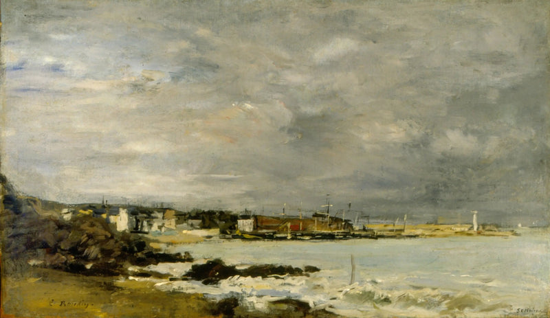 Escena de una playa y arrecifes - Eugène Boudin