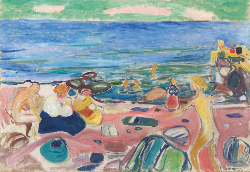 Escena de baño en Åsgårdstrand - Edvard Munch