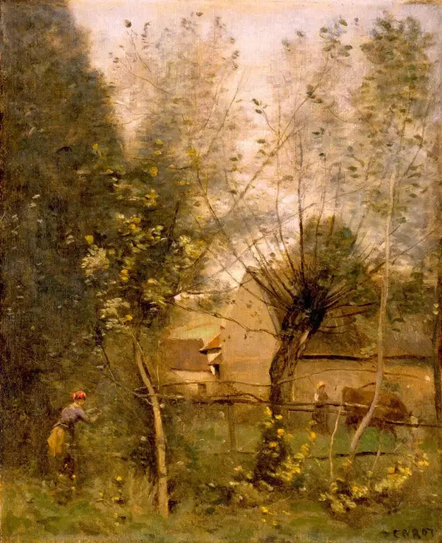 Escena de granja - Jean-Baptiste Camille Corot