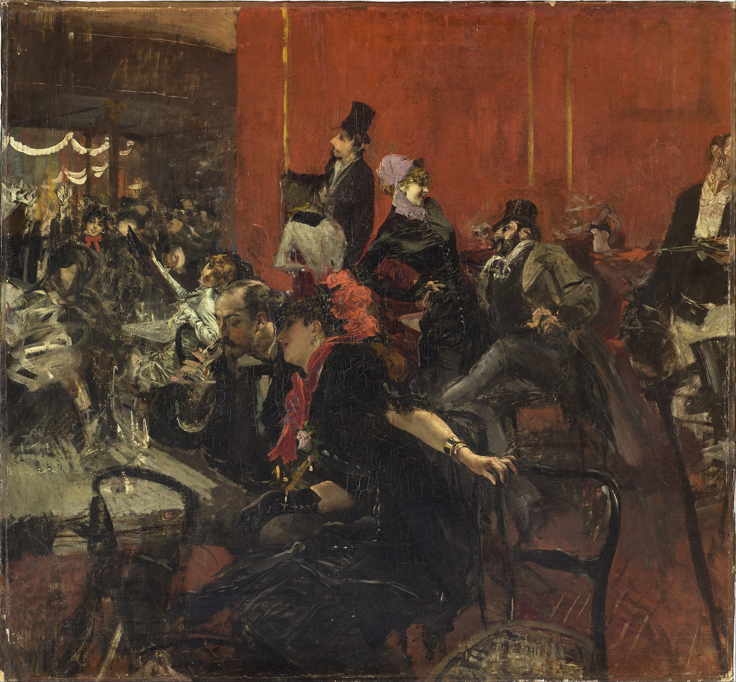 Scène de fête au Moulin-Rouge - Giovanni Boldini image 1 reproduction artisanale de tableau