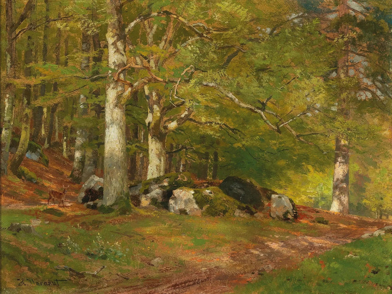 Escena de bosque con ciervos - Hugo Darnaut