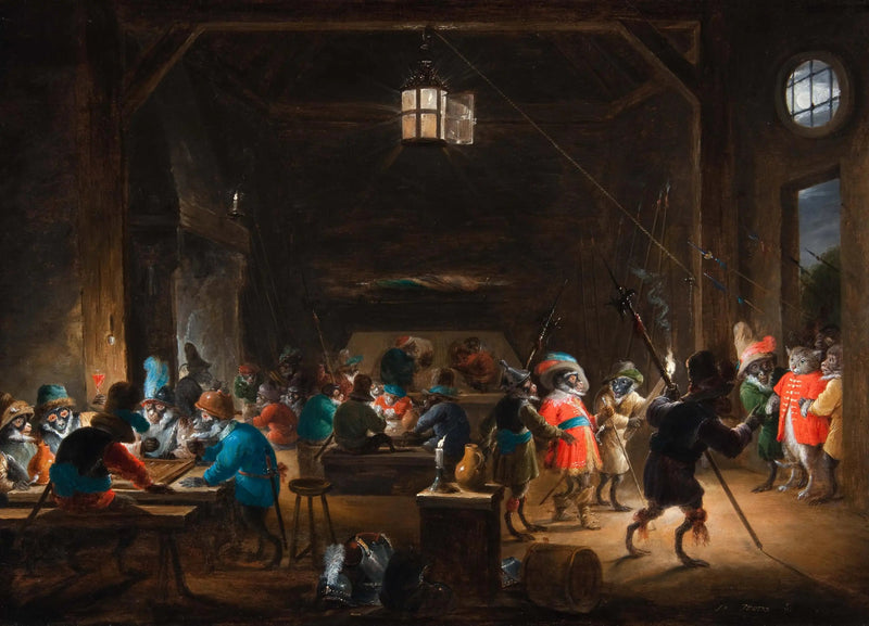 Escena de guardia con soldados monos - David Teniers el Joven