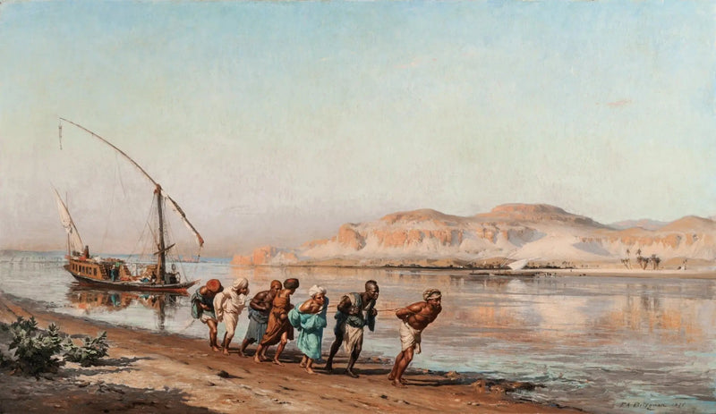 Escena de remolque en el Nilo - Frederick Arthur Bridgman