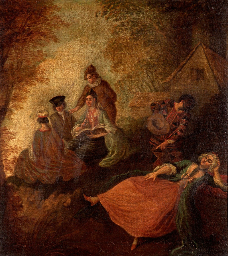 Escena de jardín con personajes - Antoine Watteau