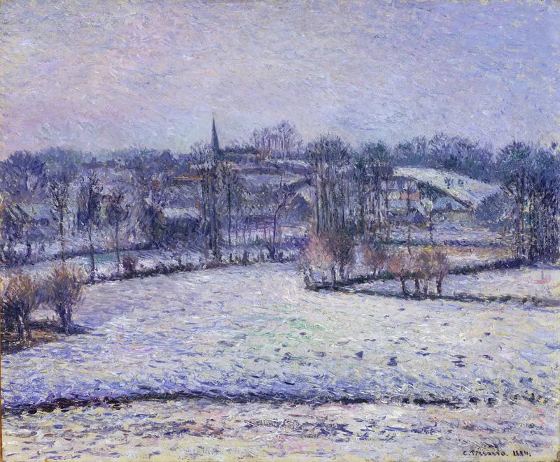 Escena de nieve en Éragny (Vista de Bazincourt) - Camille Pissarro