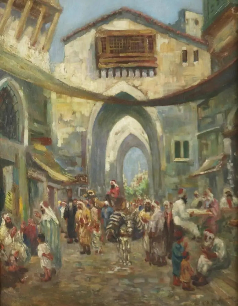 Escena de calle del mercado oriental - Frederick Arthur Bridgman