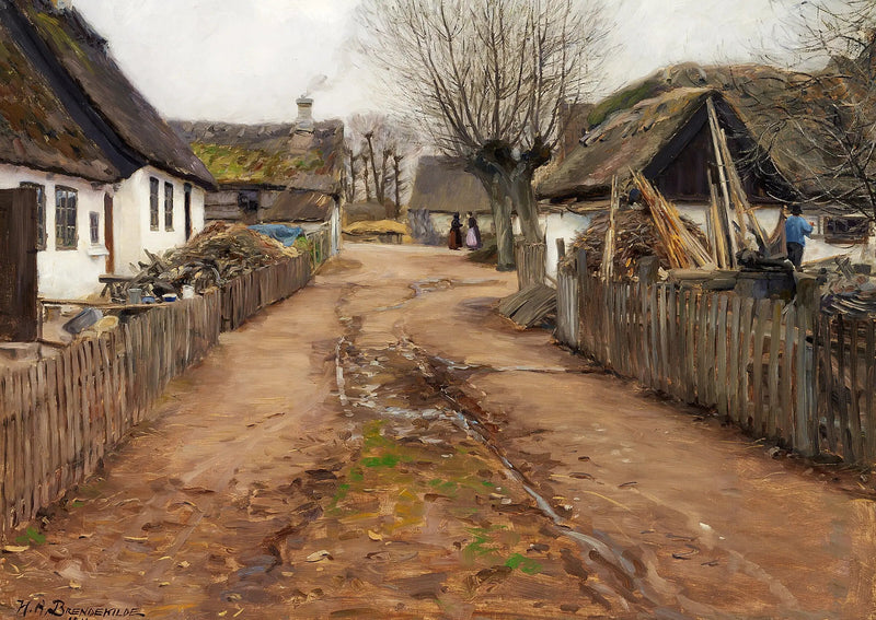 Escena de pueblo al comienzo de la primavera. - H. A. Brendekilde