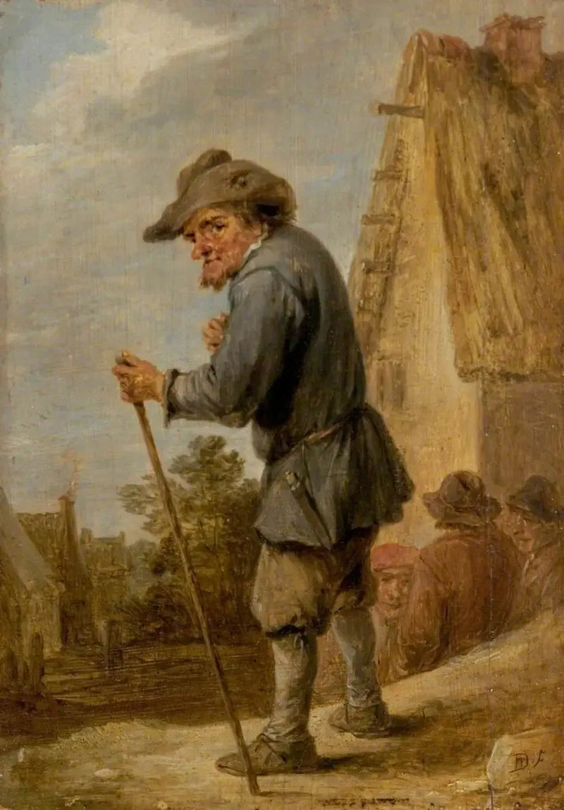Escena de pueblo con cuatro campesinos - David Teniers el Joven