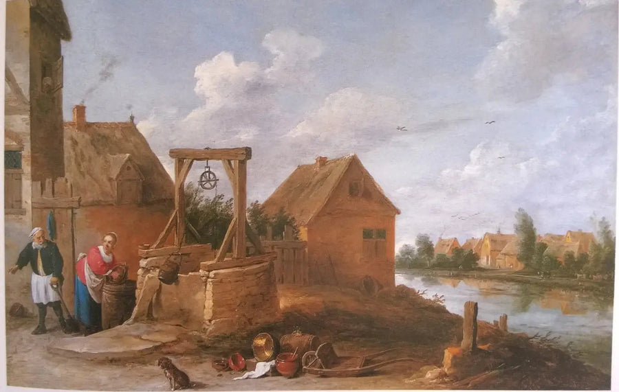 Escena de pueblo con una mujer en el pozo - David Teniers el Joven