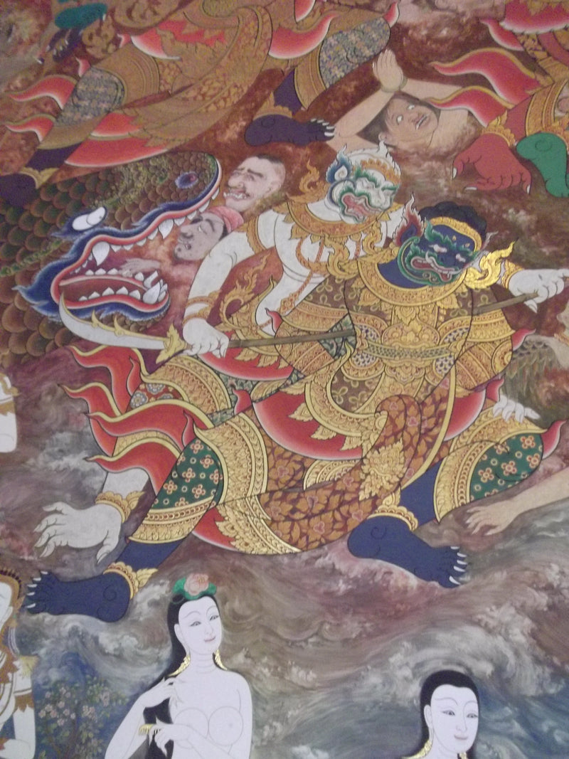 Scène du Jataka à Wat Trithotsathep - Artiste thaïlandais anonyme