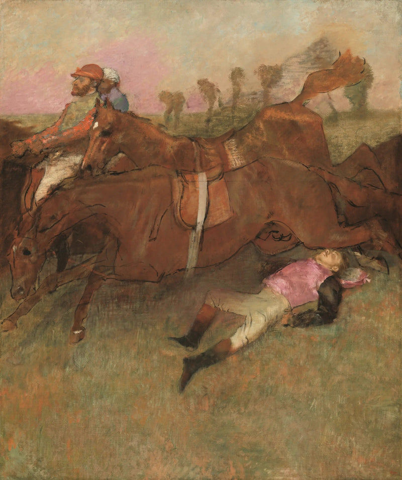 Escena de la carrera de obstáculos: El jinete caído - Edgar Degas