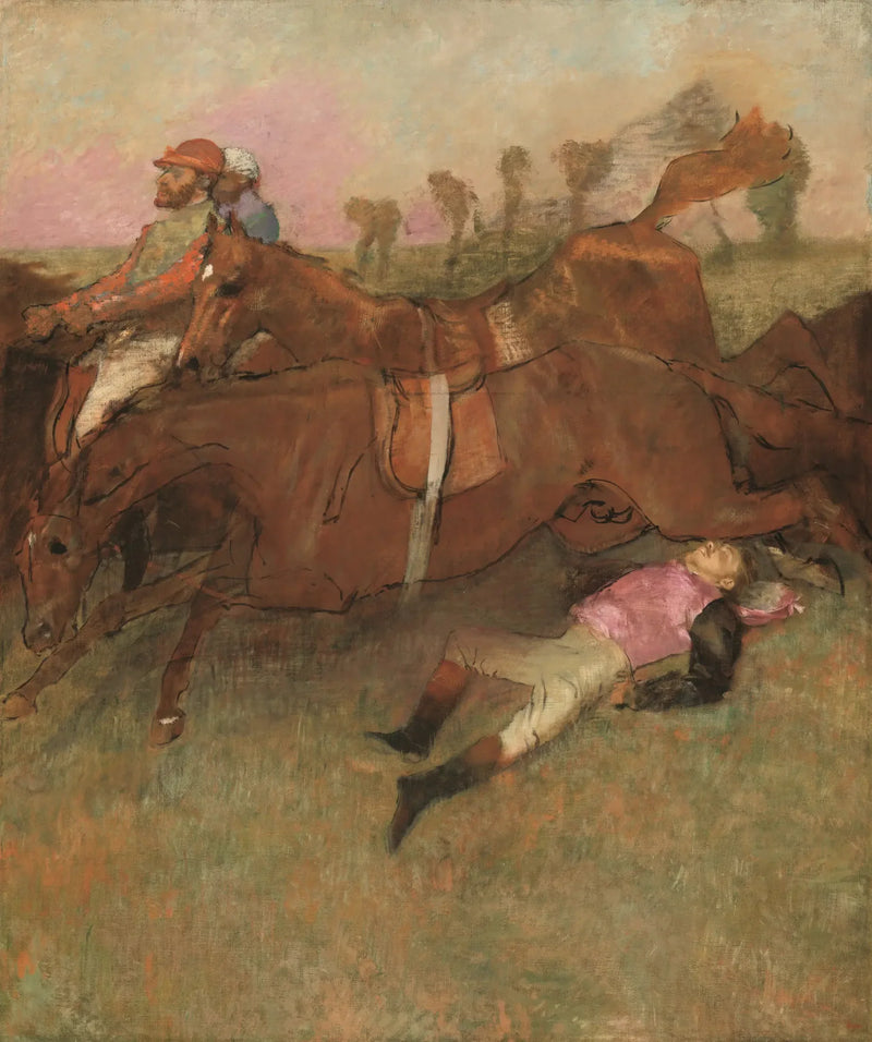 Escena de la carrera de obstáculos: El jinete caído - Edgar Degas
