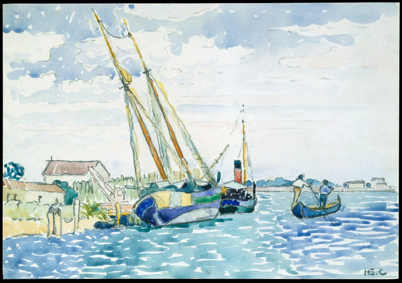 Escena marina (Barcos cerca de Venecia) - Henri-Edmond Cross