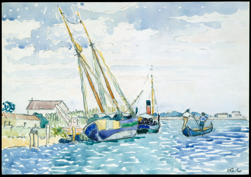 Escena marina (Barcos cerca de Venecia) - Henri-Edmond Cross