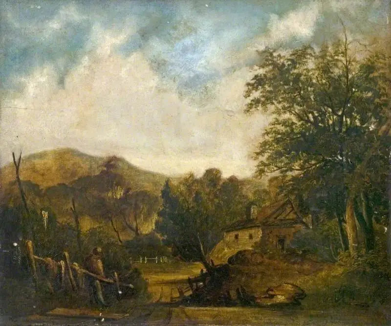 Escena rural con una cabaña - John Constable