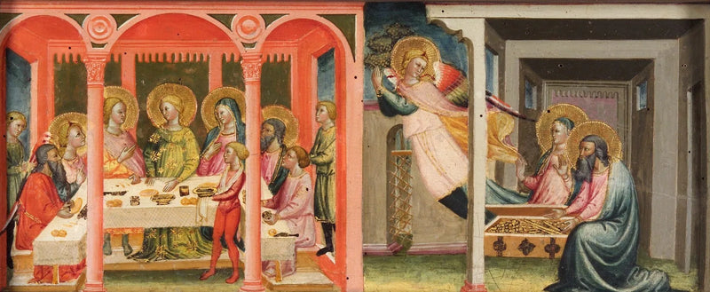Escenas de la historia de Tobías (boda de Tobías y Sara; el arcángel deja a Tobit y Ana) - Bicci di Lorenzo