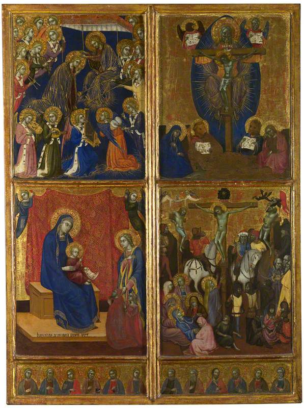 Escenas de la Virgen ; La Trinidad ; La Crucifixión - Barnaba da Modena