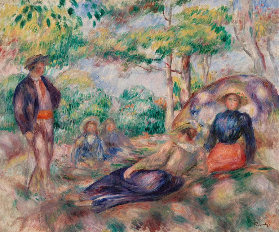 Descansando en la hierba (El Descanso en la hierba) - Pierre-Auguste Renoir