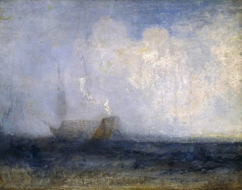Paisaje marino con un barco de vela y un barco - J. M. W. Turner