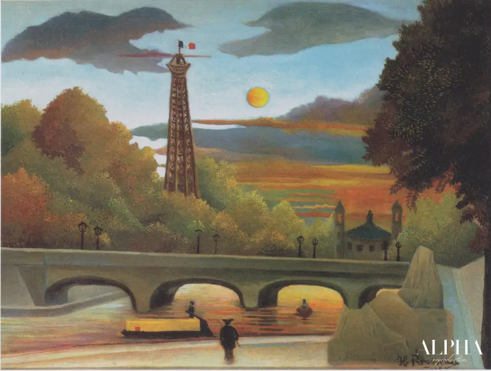 Seine et Tour Eiffel au soleil couchant - Henri Rousseau - Reproductions de tableaux et peintures haut de gamme