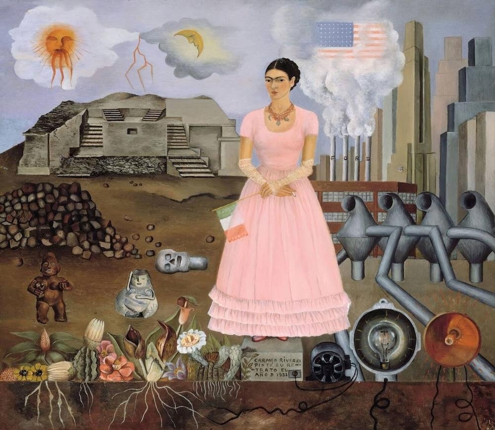 Autoportrait à la frontière entre le Mexique et les États-Unis - Frida Kahlo image 1 reproduction de peinture à l’huile