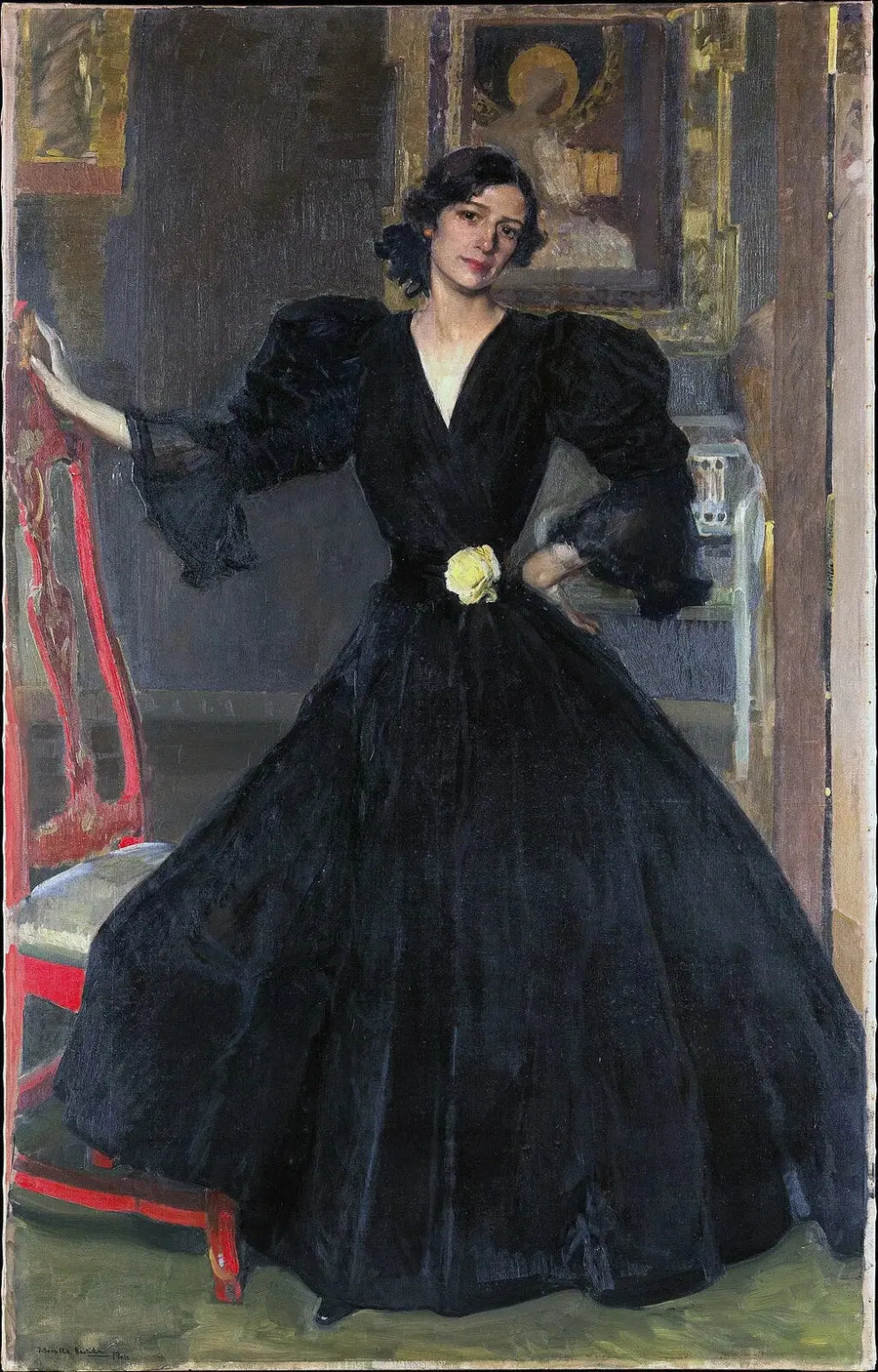 Señora de Sorolla (Clotilde García del Castillo, 1865-1929) en negro - Joaquín Sorolla