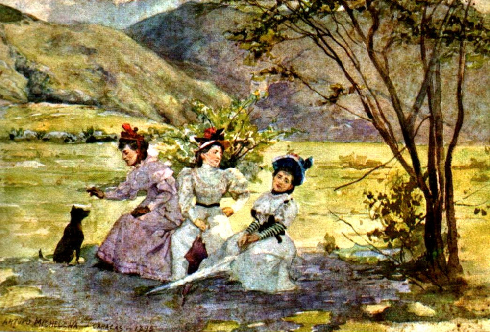 Señoritas en el campo. - Arturo Michelena image 1 reproduction artisanale de tableau