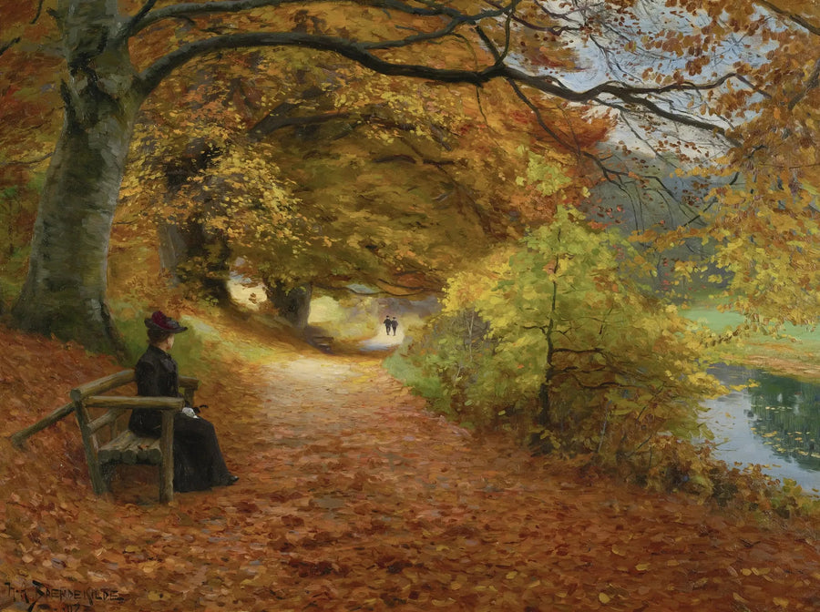 Sendero arbolado en otoño - H. A. Brendekilde