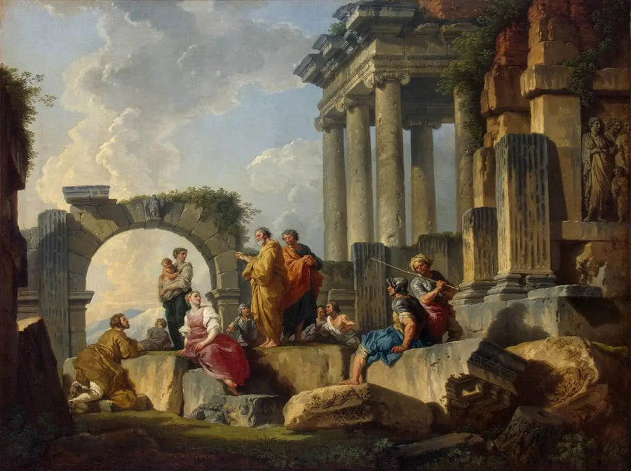 Sermón de san Pablo en medio de las ruinas - Giovanni Paolo Panini