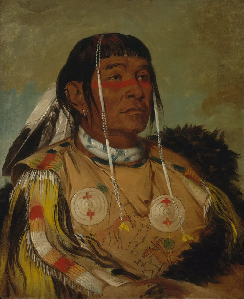 Sha-có-pay, Los Seis, Jefe de los Ojibwés de las Llanuras - George Catlin
