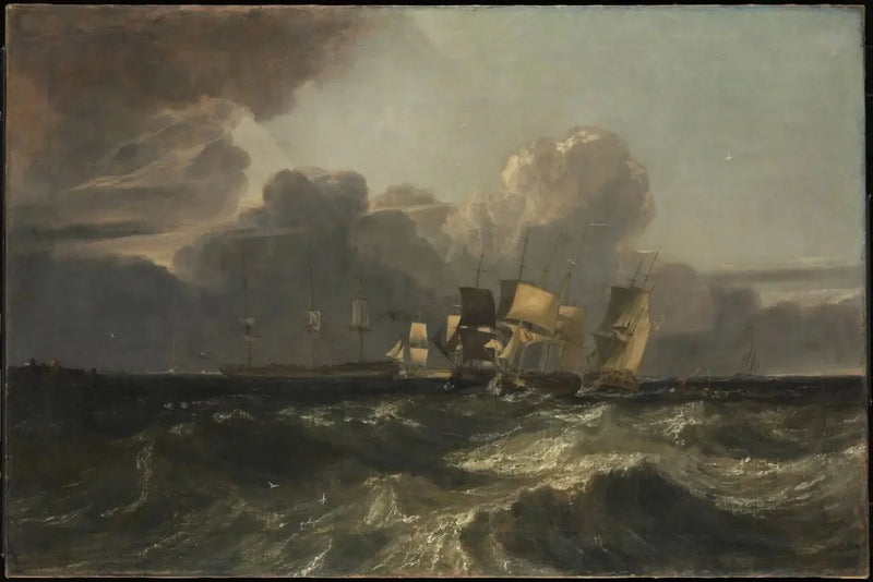 Barcos Navegando hacia el Anclaje (‘La Obra Marítima de Egremont’) - J. M. W. Turner