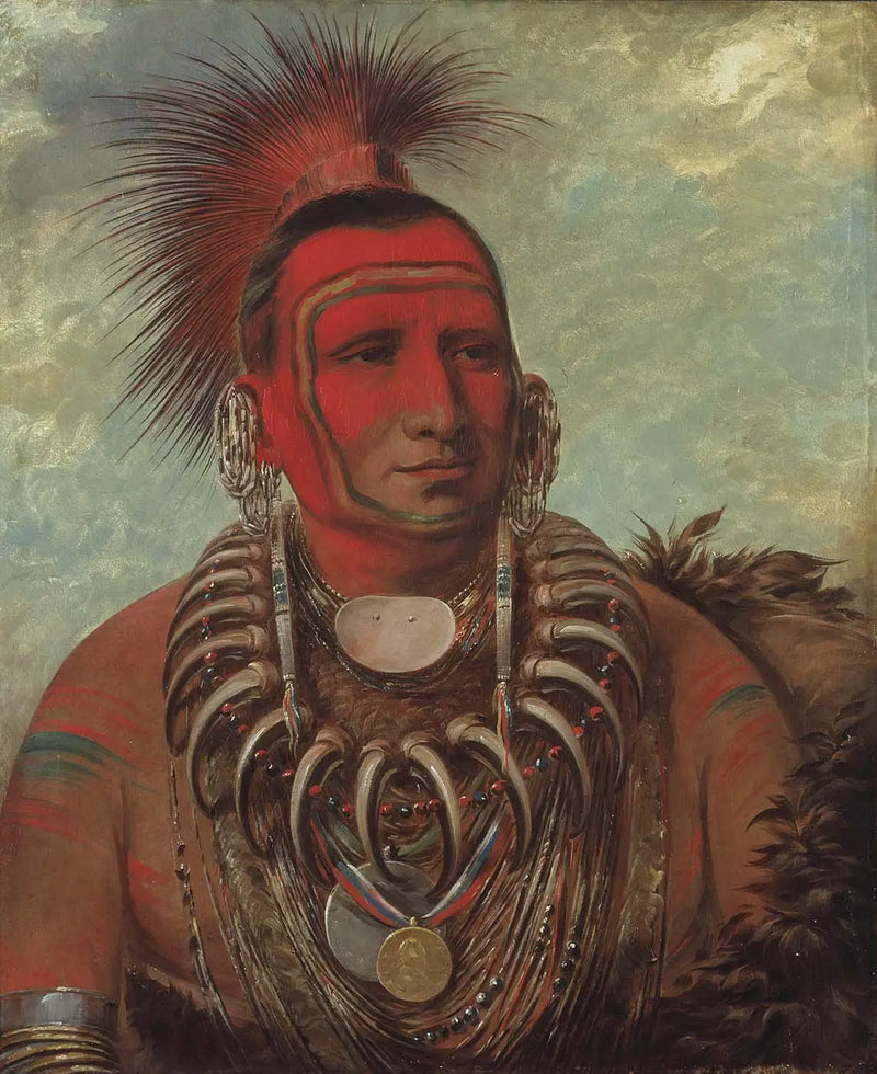Shon-ta-yi-ga, Pequeño Lobo, un famoso guerrero - George Catlin