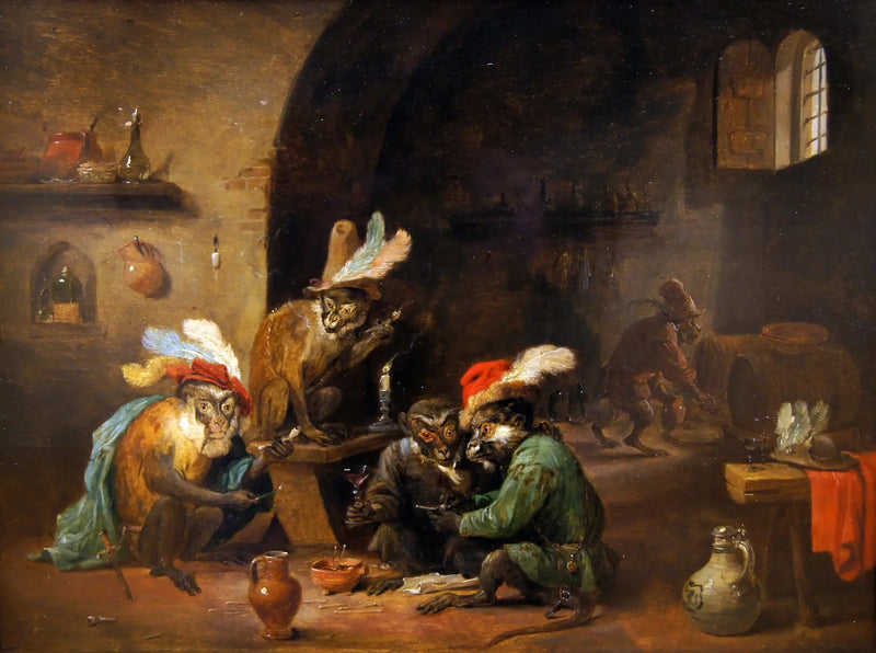 Monos fumadores - David Teniers el Joven