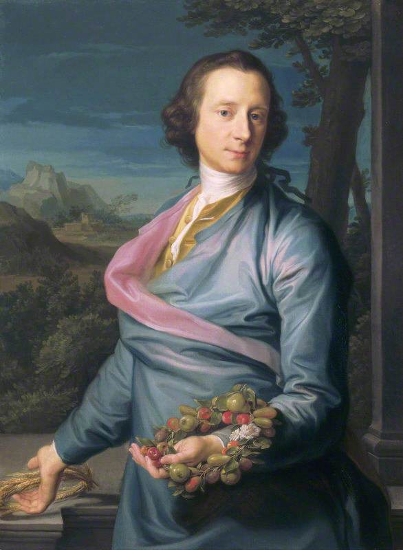 Sir Matthew Fetherstonhaugh, primer baronet, diputado (1714-1774) con coronas de frutas y maíz - Pompeo Batoni