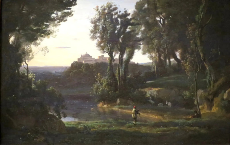 Sitio de Italia con la iglesia de Ariccia - Jean-Baptiste Camille Corot