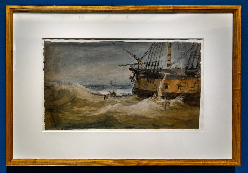 Pequeños botes junto a un barco de guerra - J. M. W. Turner