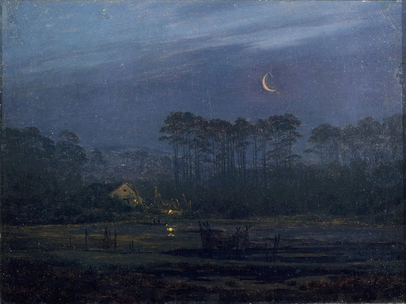 Noche a la orilla del río - Caspar David Friedrich