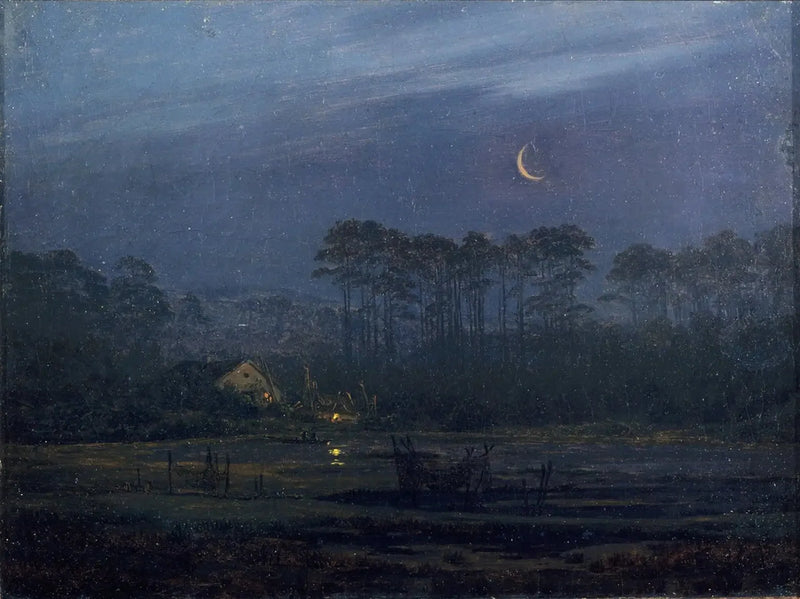 Noche a la orilla del río - Caspar David Friedrich