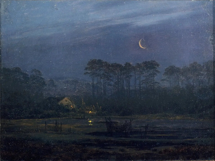 Noche a la orilla del río - Caspar David Friedrich