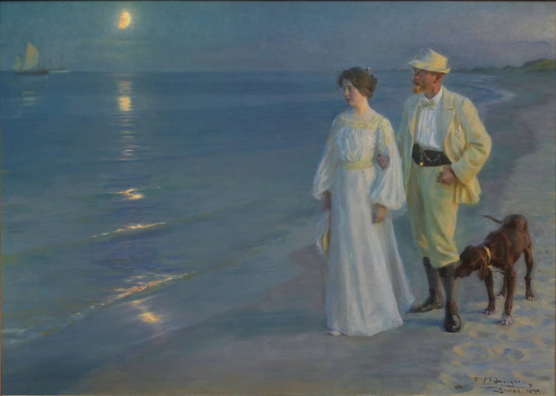 Noche de verano en la playa de Skagen – el artista y su esposa - Peder Severin Krøyer
