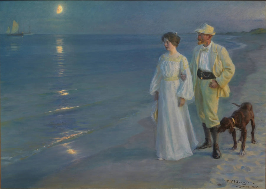 Noche de verano en la playa de Skagen – el artista y su esposa - Peder Severin Krøyer